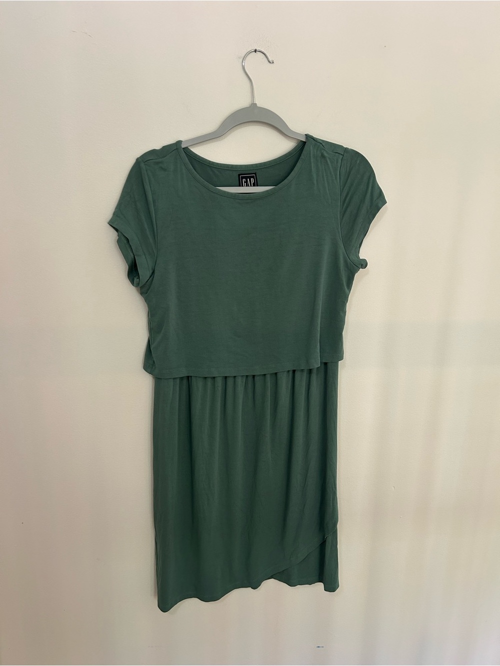 GAP Green Tiered Short Sleeve Midi Dress
